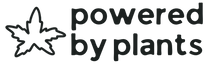Logo with text 'powered by plants' and a plant leaf symbol.